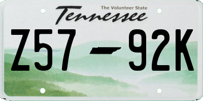 TN license plate Z5792K