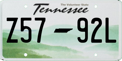 TN license plate Z5792L