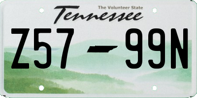 TN license plate Z5799N