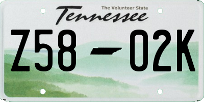 TN license plate Z5802K