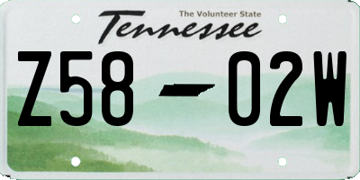 TN license plate Z5802W
