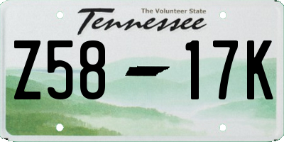 TN license plate Z5817K