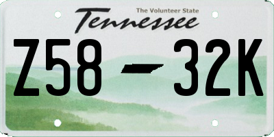 TN license plate Z5832K