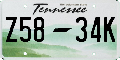 TN license plate Z5834K