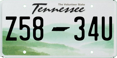 TN license plate Z5834U