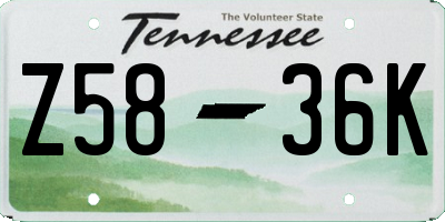 TN license plate Z5836K
