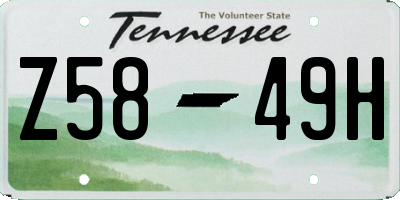TN license plate Z5849H