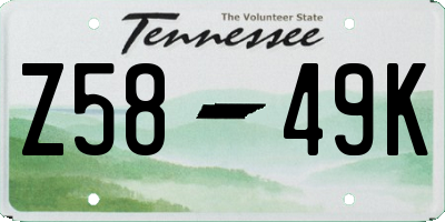 TN license plate Z5849K
