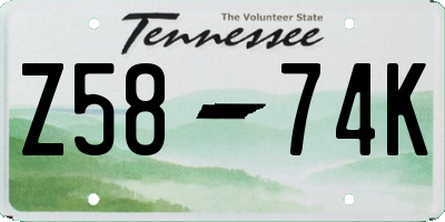 TN license plate Z5874K