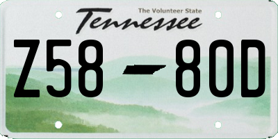 TN license plate Z5880D
