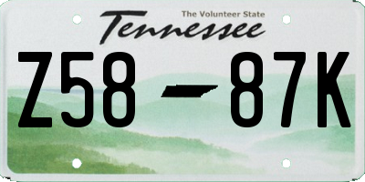 TN license plate Z5887K