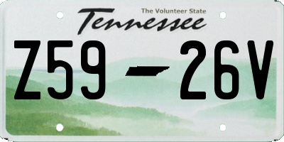 TN license plate Z5926V