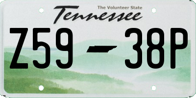 TN license plate Z5938P