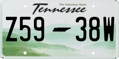 TN license plate Z5938W