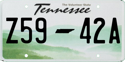 TN license plate Z5942A