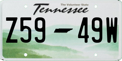 TN license plate Z5949W