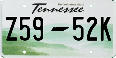 TN license plate Z5952K