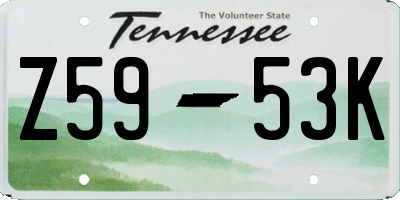 TN license plate Z5953K