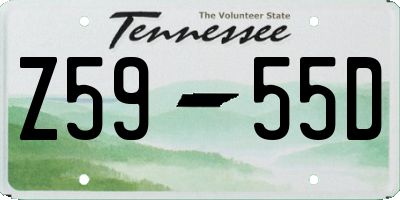 TN license plate Z5955D