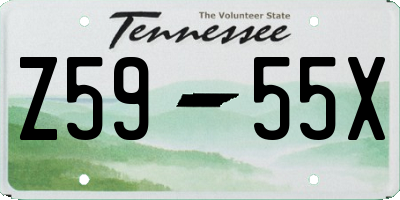TN license plate Z5955X