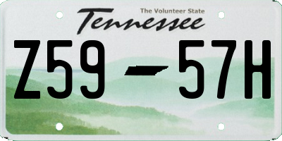 TN license plate Z5957H
