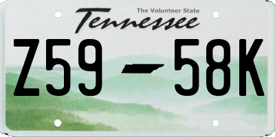 TN license plate Z5958K