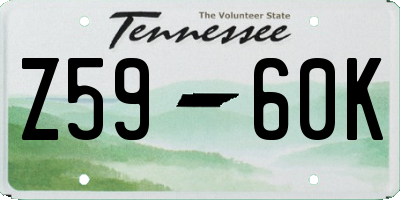 TN license plate Z5960K