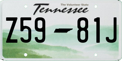 TN license plate Z5981J