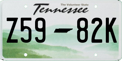 TN license plate Z5982K