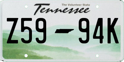 TN license plate Z5994K