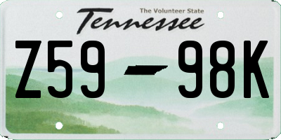 TN license plate Z5998K
