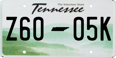 TN license plate Z6005K