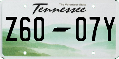 TN license plate Z6007Y