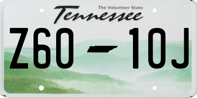 TN license plate Z6010J