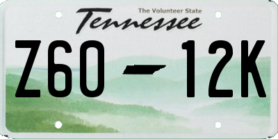 TN license plate Z6012K