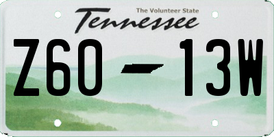 TN license plate Z6013W