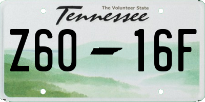 TN license plate Z6016F