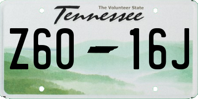 TN license plate Z6016J