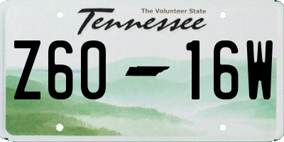 TN license plate Z6016W