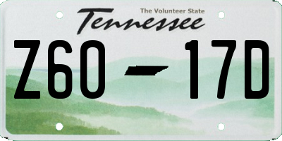 TN license plate Z6017D