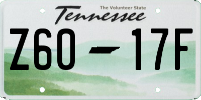 TN license plate Z6017F