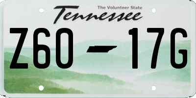 TN license plate Z6017G