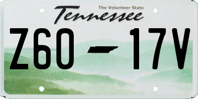 TN license plate Z6017V