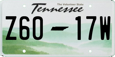 TN license plate Z6017W