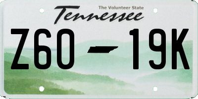 TN license plate Z6019K