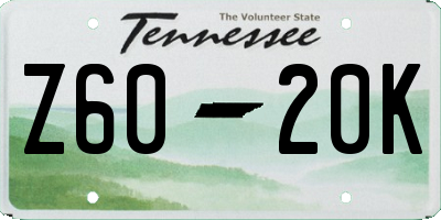 TN license plate Z6020K