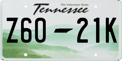 TN license plate Z6021K