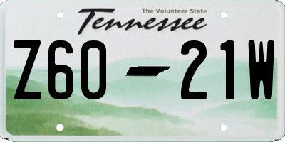 TN license plate Z6021W