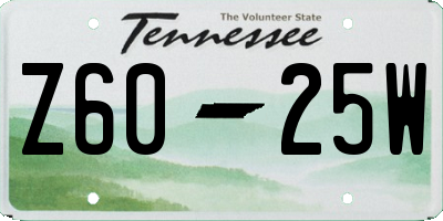 TN license plate Z6025W