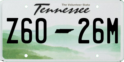 TN license plate Z6026M